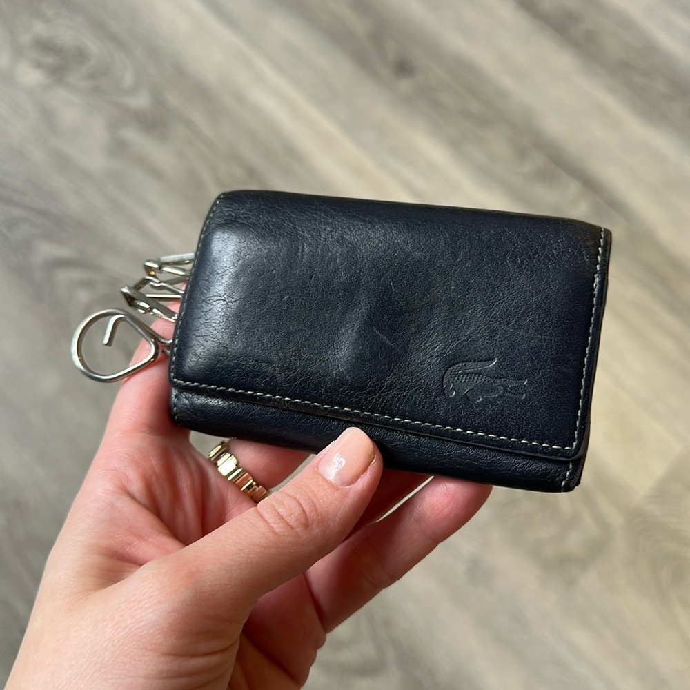 2 for $29 | Vintage Lacoste Navy Blue Leather Men's Wallet / Key Holder